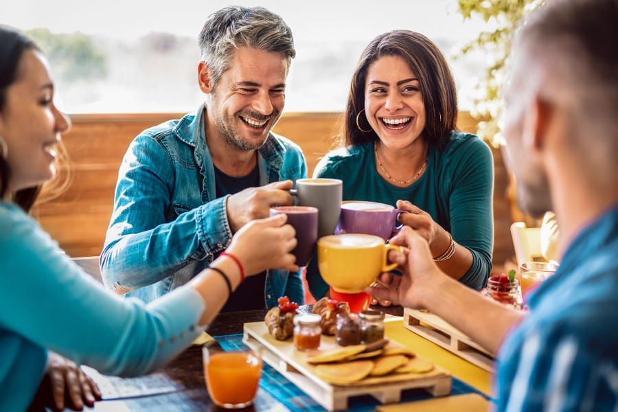 Group of friends having a party with kava